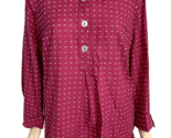 NWT Appleseed&#39;s Woman Pink and White Long Sl Button Collared V Neck Blou... - $529.91 MXN
