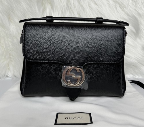 Gucci Interlocking G Black Calf Leather Chain Crossbody Bag - $1,750.00