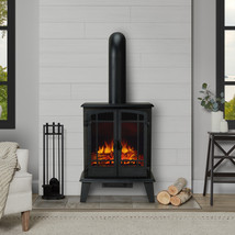 Foster Electric Stove Fireplace Real Flame Heater Black  - $649.00