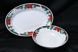 Tienshan Deck the Halls Platter and Serving Bowl Christmas Lot of 2 - $35.27