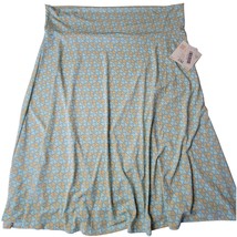 LuLaRoe Azure Women Skirt Plus Size 3X Blue Stretch Midi Preppy Print Pull-On - £11.33 GBP