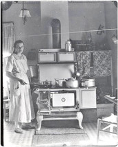 Photo Vintage of A Women Cooking on a Coal and Wood Stove Mid 1930&#39;s Breakfast - £5.49 GBP+