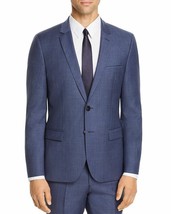 Hugo Boss Arti 193 Sharkskin Wool Extra Slim Fit Suit Jacket in Med Blue... - $169.99