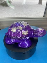 Purple Sea Turtle! Purple Glitter Turtle In Seascape! With Gift Box, Tur... - £24.49 GBP