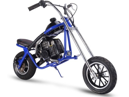 MotoTec Gas Mini Chopper 49cc 2-Stroke Kid-Friendly Blue Bike - $339.00