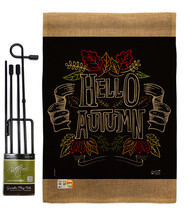 Charlkboard Hello Autumn Burlap - Impressions Decorative Metal Garden Pole Flag  - £27.09 GBP