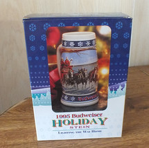 1995 Budweiser Holiday Stein Mug Cup Lighting The Way Home Santa With Coa - £11.73 GBP