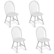 Set of 4 Vintage Windsor Dining Side Chair Wood Spindle Back Kitchen White - £309.57 GBP