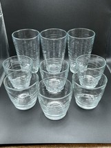 Vintage Libbey Orbita Glasses Set Of 9-3 Tumblers &amp; 6 Double Old Fashion... - $46.52