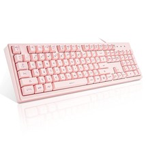 Pink Keyboard With 7-Color Led Backlit, 104 Keys Quiet Silent Light Up Keyboard, - £35.29 GBP