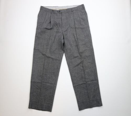 Vintage 70s Streetwear Mens 38x32 Pleated Wool Knit Wide Leg Bell Bottom... - $98.95