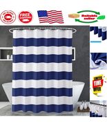 Water-Repellent Navy Blue Striped Shower Curtain 72&quot; x 72&quot; - Timeless El... - $420.73 MXN