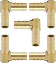 Brass Hose Barb 90 Degree Elbow Fitting 5/16&quot; Barbed X 5/16&quot; Barbed (Pack of 5) - £9.83 GBP