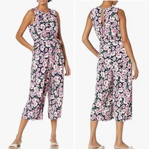 TOMMY HILFIGER navy &amp; pink Flower Show wide leg sleeveless Jumpsuit size XL - $43.54