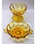 Vintage ANCHOR HOCKING Amber Glass FAIRFIELD 4&quot; Candy Comport Dish And 5... - $23.29 CAD