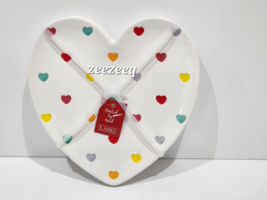 Valentine&#39;s Day Ceramic Embossed Lang Heart Dessert Plates Set of 4 NEW - £19.75 GBP