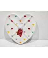 Valentine&#39;s Day Ceramic Embossed Lang Heart Dessert Plates Set of 4 NEW - £19.70 GBP