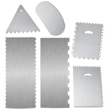 6 Pieces Stainless-Steel Cake Scraper Set, Double Sided Patterned Comb Metal Scr - £25.30 GBP