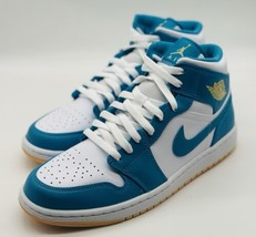 NEW Nike Air Jordan 1 Mid Aquatone Celestial Gold DQ8426-400 Men&#39;s Size 10 - £114.54 GBP