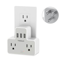 Double Outlet Plug Splitter With 3 Usb, Small Wall Surge Protector With ... - £24.07 GBP