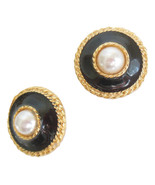 Vintage Pair Round Button Shoe Clips Black Braided Gold Rope Center Faux... - £11.45 GBP