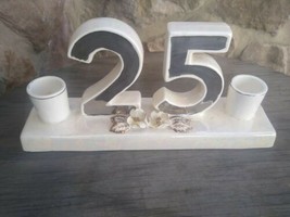 Vintage Norcrest Porcelain Candle Holder 25 Years Lusterware  25th Anniversary - £7.98 GBP