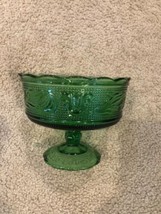 Emerald Green Depression Glass Compote Scalloped Rim Pedestal EO Brody 5&quot;T. - £12.49 GBP