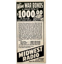 1944 Midwest Radio Win War Bonds WW2 Advertisement Cincinnati Ohio Milit... - $27.64 CAD
