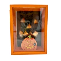 Halloween Handmade Shadow Box 7.5 x 5.5 x 3 in Orange Black Pumpkin - $18.81