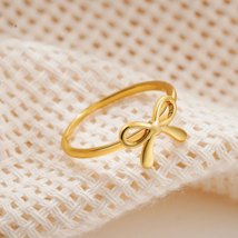 Elegant Stainless Steel Creative Design Bowknot Ring - $12.99