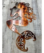 Sitting Mermaid Sipping Wine - Metal Wall Art - Copper 12 1/2&quot; x 7&quot; Left... - $28.48