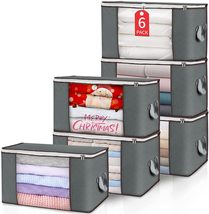 Large Storage Bags, 6 Pack Clothes Storage Bins Foldable Closet Organize... - £24.69 GBP