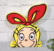 Dr Seuss Cindy Lou Who The Grinch Christmas Face Wood Block Sign Tabletop NEW - £17.71 GBP