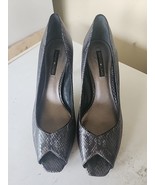 Bandolino 2-Inch Open-Toe Pumps Size 8.5 Black Faux Snakeskin - $553.42 MXN