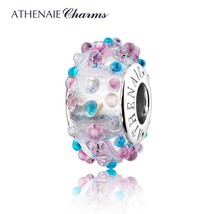 S925 Sterling Silver Murano Authentic Glass Color Dots Charms Beads fit Bracelet - £30.31 GBP