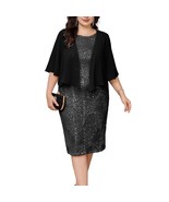 Womens Plus Size 2 Piece Sequin Dress Sexy Evening Party Wedding Guests ... - $143.99