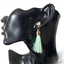 Fashion Jewelry Womens Faux Diamond Green Tassel Bohemian Style Earrings Boho - £15.98 GBP