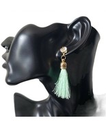 Fashion Jewelry Womens Faux Diamond Green Tassel Bohemian Style Earrings... - £15.72 GBP
