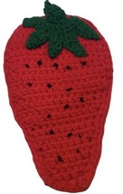 Vintage 1980’s Handmade Crochet Strawberry Pot Holder Red Green Trivet Kitchen - £10.34 GBP
