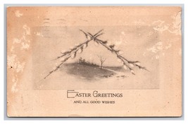 Easter Greetings and Good Wishies Landscape Pussy Willows DB Postcard H29 - £2.32 GBP