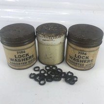 Lot of 3 Pasteboard Cardboard Lock Washers Tins Screw On Cap VTG Antique - $15.63