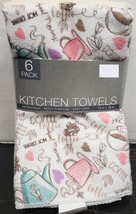 6 Pc Set Microfiber Kitchen Towels (15&quot; X 18&quot;) Coffee Theme &amp; Off White Color,Sl - £14.23 GBP