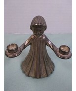 Vintage Silver Metal/Pewter Girl Candle Holder Figurine Made in Italy 3.5&quot; - £10.93 GBP