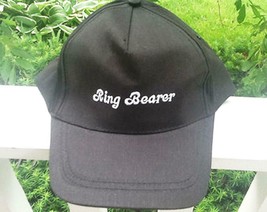 Ring Bearer Baseball Cap Black with White Embroidery Wedding Bridal Acce... - £6.30 GBP