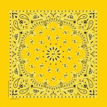 Carolina Creative Bandanna (Lemon) Paisley Print 22&quot; x 22&quot; Hav-A-Hank Yellow - £5.61 GBP