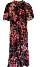 Maggy London Dress Womens 4 Velvet Burnout Floral Midi Whimsigoth Holida... - $26.50