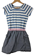 Hanna Andersson Dress Size 130 Girls Blue White Stripe Gray Skirt Nautical - $46.53