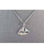 Womens Sterling Silver Opal Sailboat Pendant Necklace 5.0g E4658 - €38,51 EUR