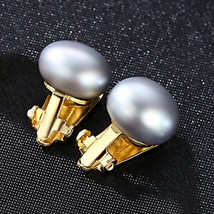 Pearl Ear Clip No Pierced S925 Silver Earrings Freshwater Steamed Bread Beads Ea - £19.17 GBP