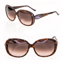 Judith Leiber Radiance JL1643 Brown Topaz Purple Bow Jewel Crystal Sunglasses - £206.39 GBP